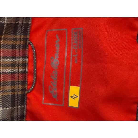 Eddie Bauer Gray/Red Flannel Shirt Men's Large Classic Fit Button Up Long Sleeve - Picture 3 of 6